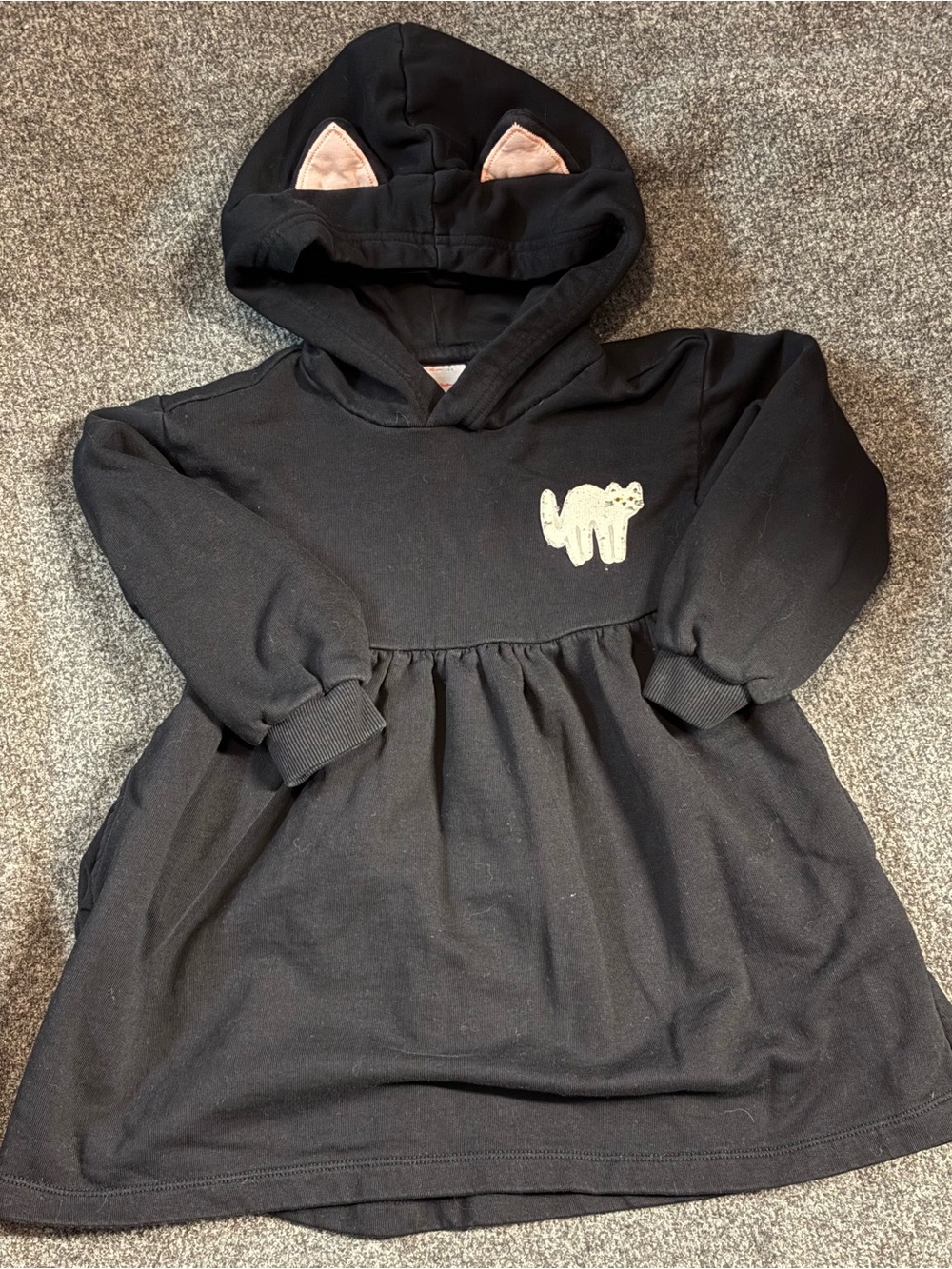 Hanna Andersson Black Hooded Dress with Pink-Lined Cat Ears
